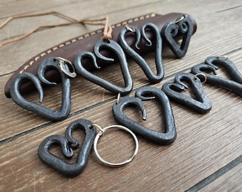 Hand Forged Steel Heart Pendant – Anniversary Gift – Necklace or Keychain – Rustic Forged Finish