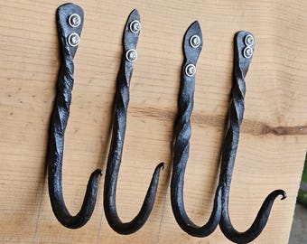 Hand-Forged Rustic Wall Hook – Blacksmith Made Iron Hook – Multiple Sizes