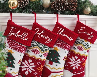 2026 Personalized Christmas Stocking, Embroidered Christmas Stocking, Knitted  Christmas Stocking with Name, Holiday Stockings,Holiday Decor