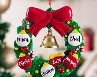 Adorno navideño familiar personalizado, adorno familiar personalizado 2026, adorno de resina para árbol de Navidad, regalo navideño familiar, decoración navideña