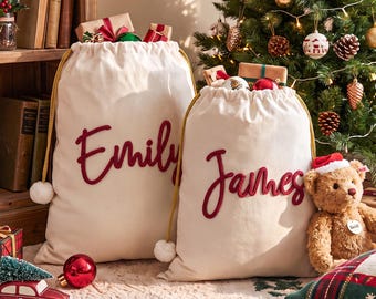 Personalized Santa Sack With Name, Christmas Gift Bag, Xmas Sack for Kid, Holiday Decor