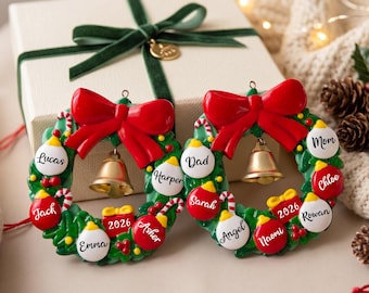 Personalisierte Weihnachtsbaumkugel aus Kunstharz mit Familiennamen, Weihnachtsbaumschmuck 2026, Weihnachtsgeschenk
