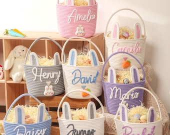 Personalized Kids Easter Basket,Baby Easter Gifts,Easter Egg Basket with Name,Girls Basket,Boy Basket,Toy Basket,Easter Bunny Gift for Kids