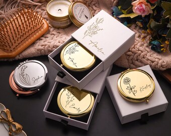 Personalized Engraved Pocket Makeup Mirror, Bridesmaid Compact Mirrors, Bridesmaid Gifts