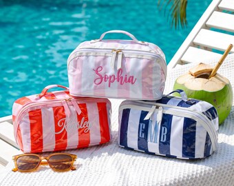 Personalized Embroidered Waterproof Makeup Bag, Custom Cosmetic Bag, Bridesmaid Gifts, Toiletry Case for Her