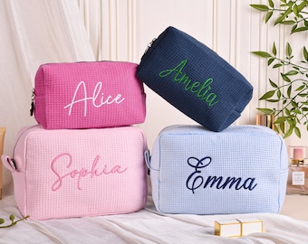 Personalized Embroidered Cosmetic Bag, Bridesmaid Travel Toiletry Pouch, Bridesmaid Gifts