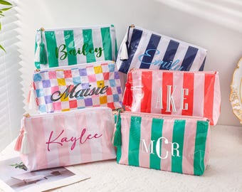 Neceser bordado personalizado, neceser grande, estuche de cosméticos para damas de honor