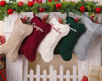 Personalisierte, bestickte Weihnachtsstrümpfe für Haustiere, gestrickte Weihnachtsstrümpfe für die Familie (2026), Hundestrümpfe, Festtagsstrümpfe, Weihnachtsgeschenke