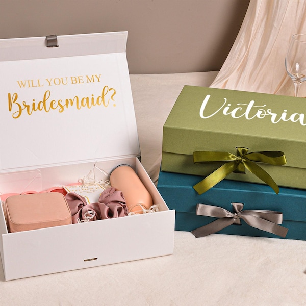 Benutzerdefinierte Brautjungfer Vorschlag Geschenkbox, personalisierte Hochzeitsfeier Box