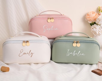 Bolsa de maquillaje bordada personalizada, bolsa de maquillaje para dama de honor, bolsa de cosméticos personalizada, bolsa de maquillaje de cuero, bolsa de aseo para mujer, regalos para dama de honor