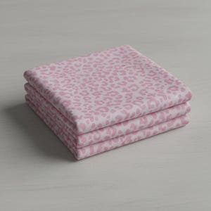 Pink Leopard Print French Terry Fabric by Metre | Pastel Animal Loopback Sweatshirt Jersey | Soft Stretch Fabric for Hoodies Joggers 150cm