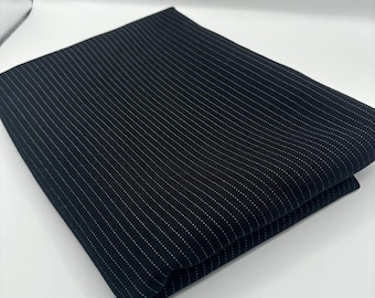 Black Pinstripe Fabric by the Metre, Poly Cotton Twill Fabric, Woven Non-Stretch Pinstripe Material for Blazers, Trousers, Suits