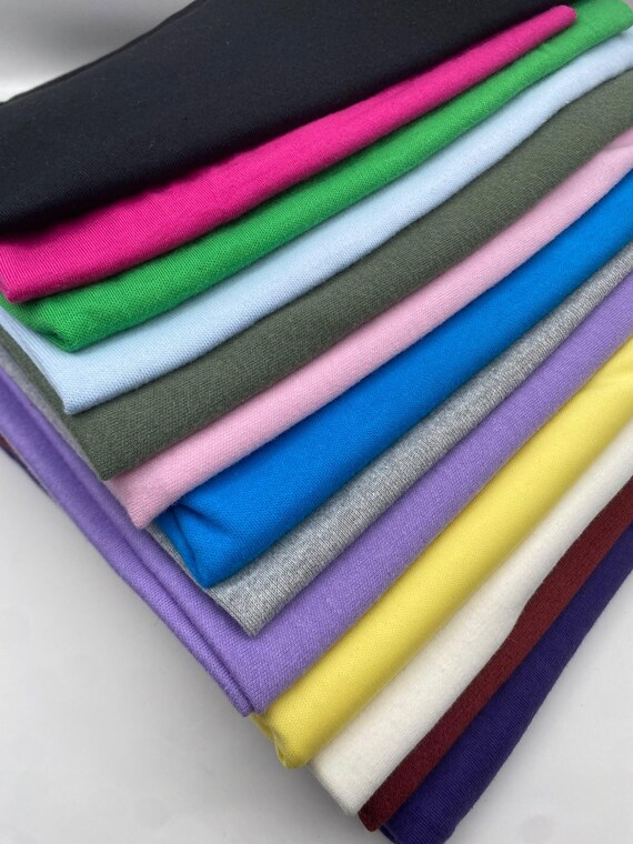 Cotton Interlock Jersey Fabric | 100% Cotton Double Knit | 13 Colours | Sold by the Metre | UK Dressmaking Fabric | 210gsm