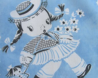 F 112 Vintage Childrens Kids Girl Toy Doll Print Handkerchief Hankie