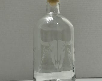 Ręcznie grawerowana butelka na tequilę z recyklingu – motyw południowo-zachodni/rdzennych mieszkańców