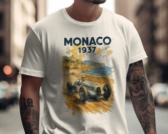 Monaco 1937 Racer T-Shirt: Vintage Style Comfort Colors Race Car Tee