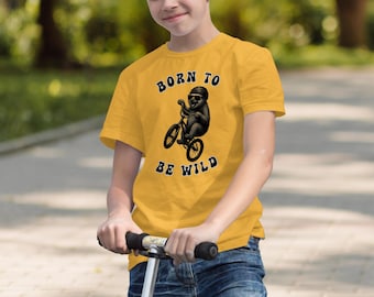 Sloth Riding Bicycle Wheelie Kids T-Shirt: Sloth Graphic Tee