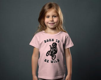 Sloth Riding Bicycle Wheelie Toddlers T-Shirt: Sloth Graphic Tee