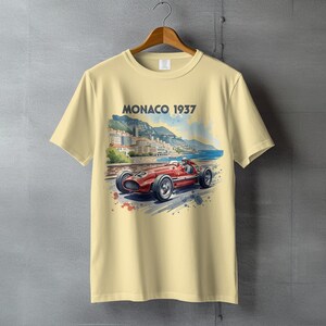Vintage Car Racing Graphic T-Shirt, Monaco 1937 Retro Illustration Tee, Classic Car Enthusiast Gift, Unique Tee for Men and Women