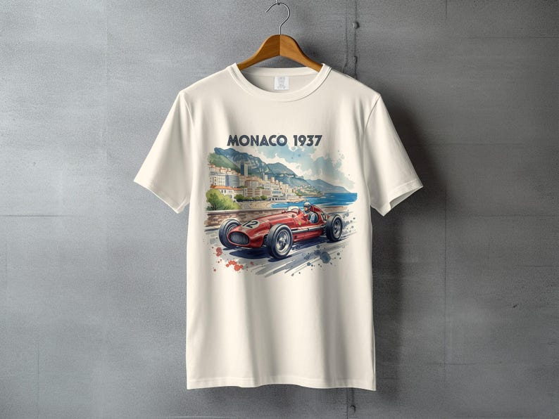 Monaco 1937 Racing T-shirt, Vintage Car Graphic Tee, Classic Auto Racing Shirt, Retro Car Enthusiast Gift, Motorsport Fan Apparel