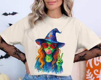 Halloween Witch T-Shirt: Spooky Bubble Gum Design