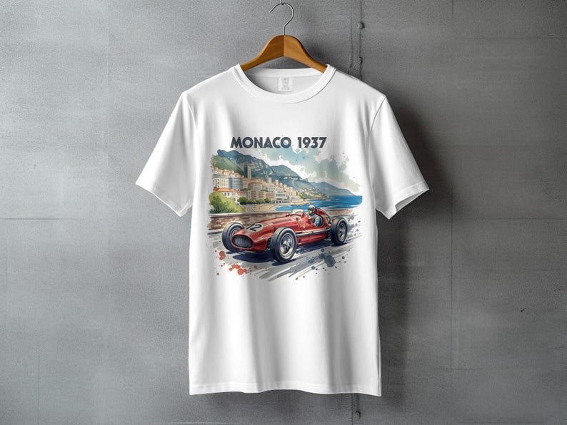 Vintage Race Car T-Shirt, Monaco 1937 Graphic Tee, Classic Car Enthusiast Gift, Retro Racing Shirt, Men's Graphic Tee