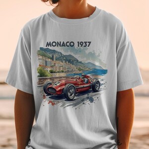 Vintage Monaco 1937 Racing Car Graphic T-shirt, Retro Car Enthusiast Tee, Classic Monaco 1937 Race, Auto Racing Lover Shirt