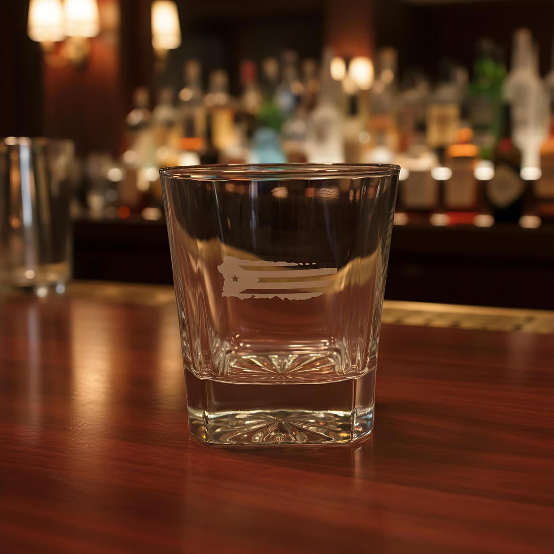 Puerto Rico Rocks Glasses Puerto Rico Whiskey Glass | Boricua Flag Etched Rocks Glass | Puerto ...