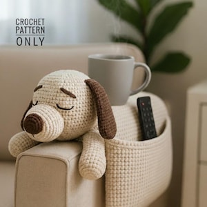 Patrón de organizador de sofá de crochet para perros: Soporte para control remoto amigurumi (patrón PDF)
