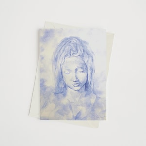 Christliche Gebets- oder Beileidskarte - Original von Pietà inspiriertes Aquarell
