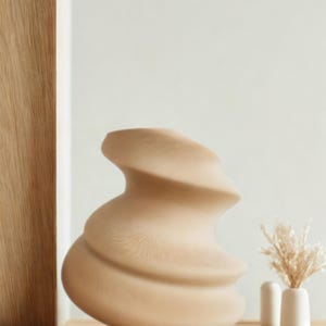 Modern Sculptural Vase – Wavy Abstract Home Decor, Boho Nordic Style, Neutral Gift for Her, Shelf Accent, Water-Resistant