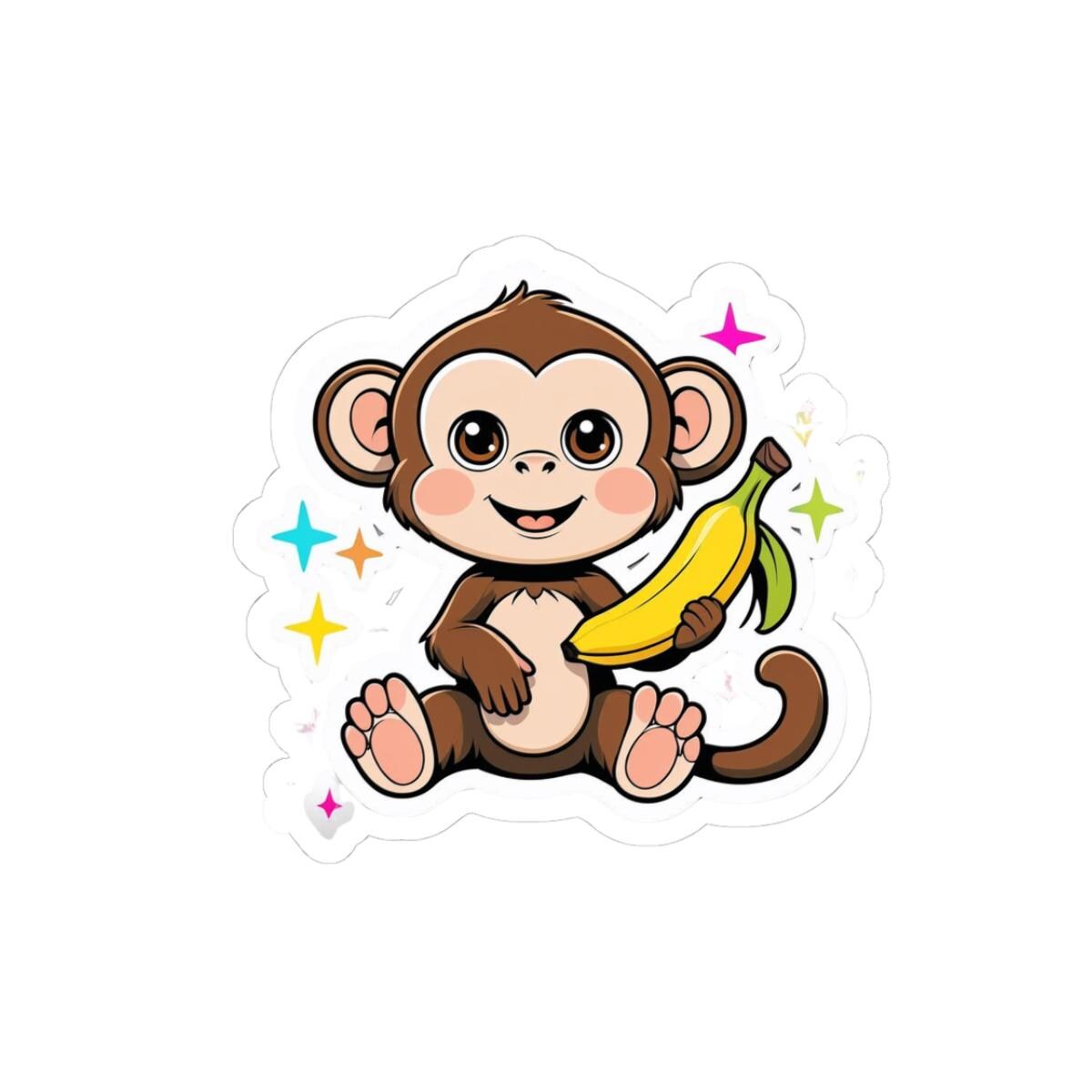 Adorable Monkey Kiss-Cut Stickers, Cute Animal Stickers, Fun Decor for Laptops, Journals, Kids' Party Favors, Unique Gifts