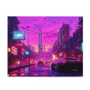 Neon City Puzzle - 120, 252, 500-Piece | Futuristic Art Decor, Unique Gift for Puzzle Lovers, Cyberpunk Themed Game, Family Activity, [...]