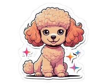 Adorable Poodle Kiss-Cut Stickers, Cute Dog Decal, Pet Lover Gift, Laptop Sticker, Dog-Themed Decor