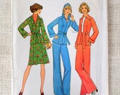 Vintage 1970s sewing pattern Simplicity 7094 Bust 34 hoodie Jean skirt Bust 34 bell bottoms jacket