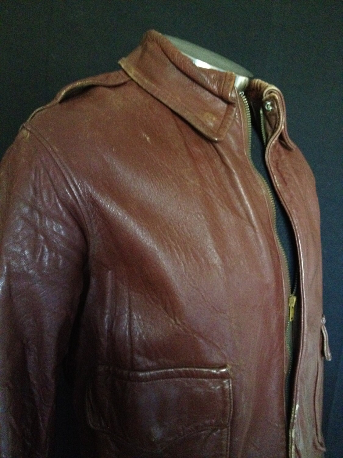 Vintage 1940s leather bomber jacket talon zipper World War II Etsy