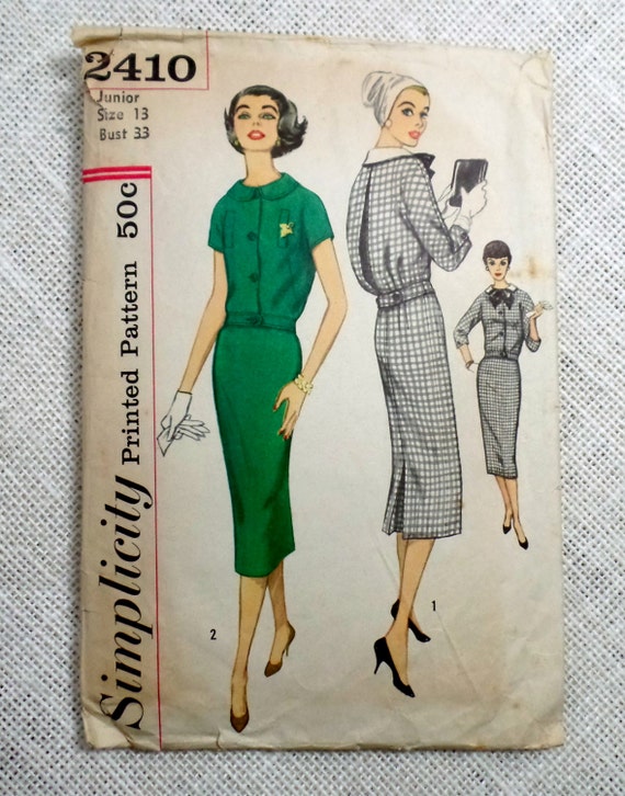 Vintage Pattern Simplicity 2410 dress sewing Wiggle Dress | Etsy