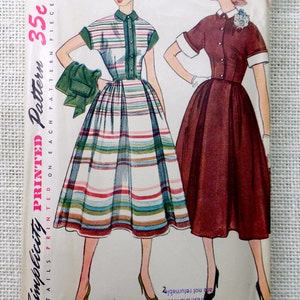 Vintage Pattern Simplicity 3436 new look Full skirt dress Rockabilly Bolero 1950s Bust 34 Rockabilly Cap sleeve Detachable collar cuffs