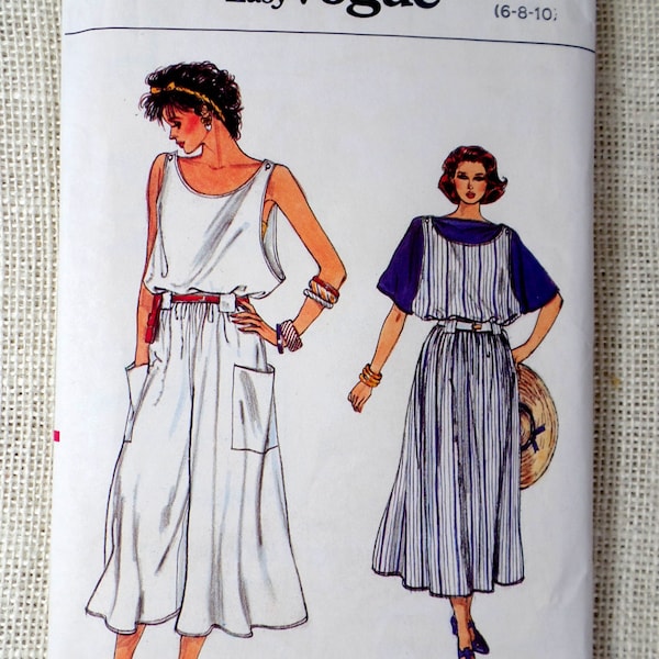 Vintage 1980s sewing pattern Vogue 9230 Romper Jumpsuit culottes pants Bust 8301 Size 6 8 10 romper bandeau dress jumper Uncut Bandeau