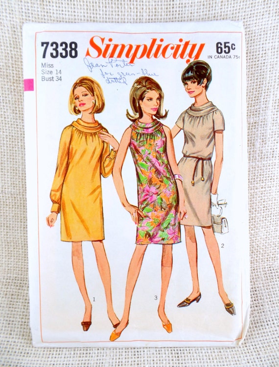 Simplicity 7338 Vintage Sewing Pattern 1960s Draped Cowl Etsy