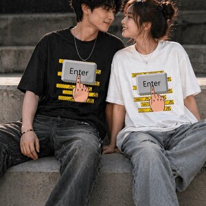 Funny Enter Button T-Shirt, Danger Keyboard Tee, Programmer Gift, IT Geek Shirt, Computer Nerd Humor, Office Worker Novelty Tee