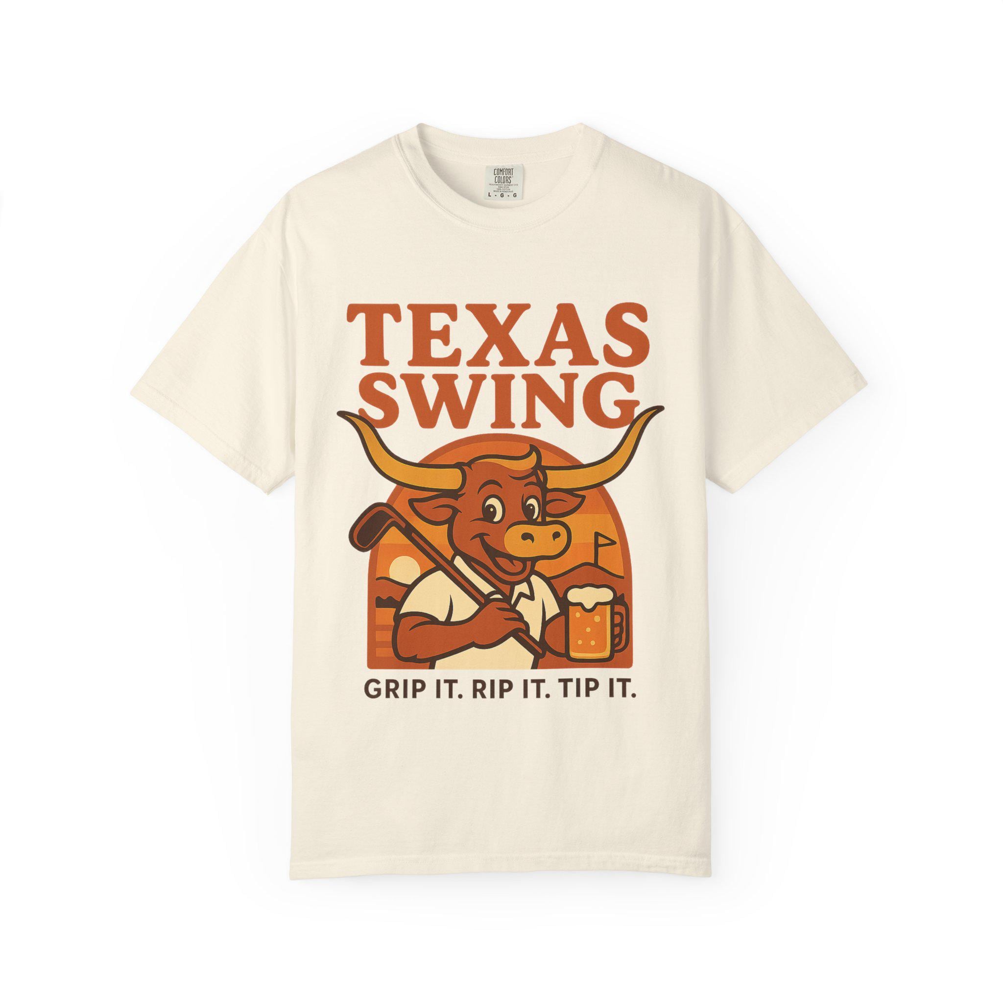 Texas Swing Golf Shirt - Funny Longhorn Polo Graphic Tee - Western Golf Gift for Him