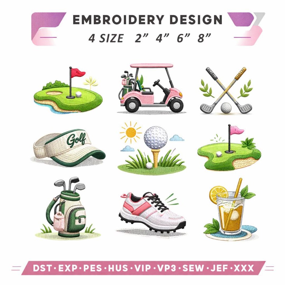 Golf Embroidery Machine Bundle, Towel Embroidery Designs, Sports ...