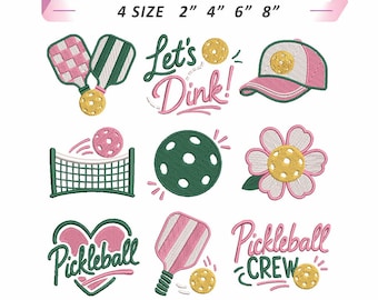 Set Pickleball Mini Embroidery Designs, Pickleball Machine Embroidery Files, Pickleball Embroidery File, Bundle Sports Embroidery Design