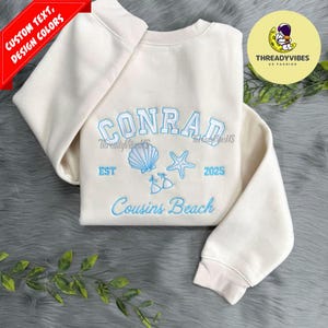 Personalized Cousins Beach Embroidered Sweatshirt, The Summer I Turned Pretty Shirt, Team Conrad, Team Jeremiah, Summer Vibes, TSITP Merch