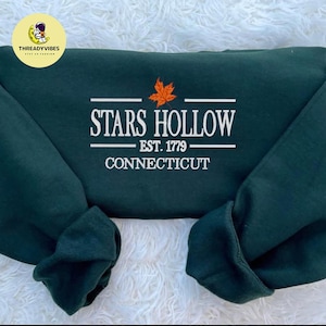 Stars Hallow Embroidered shirt, Gilmore Book Lover Shirt, Book & Coffee Sweatshirt, Cozy Book Lover Gift, Lukes Coffee Shirt, autumn shirt