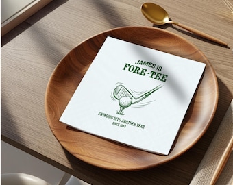 Custom Golf Birthday Napkins, Let's Par-Tee Party Decor, Personalized Men Milestone Favors, Hole in One Retirement Cocktail Napkin