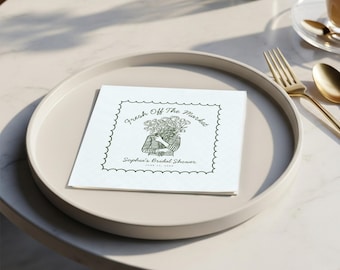 Fresh Off The Market Napkins, Custom Farmers Market Bridal Shower Cocktail Napkin, Flower Bouquet Party Decor, Personalized Favors