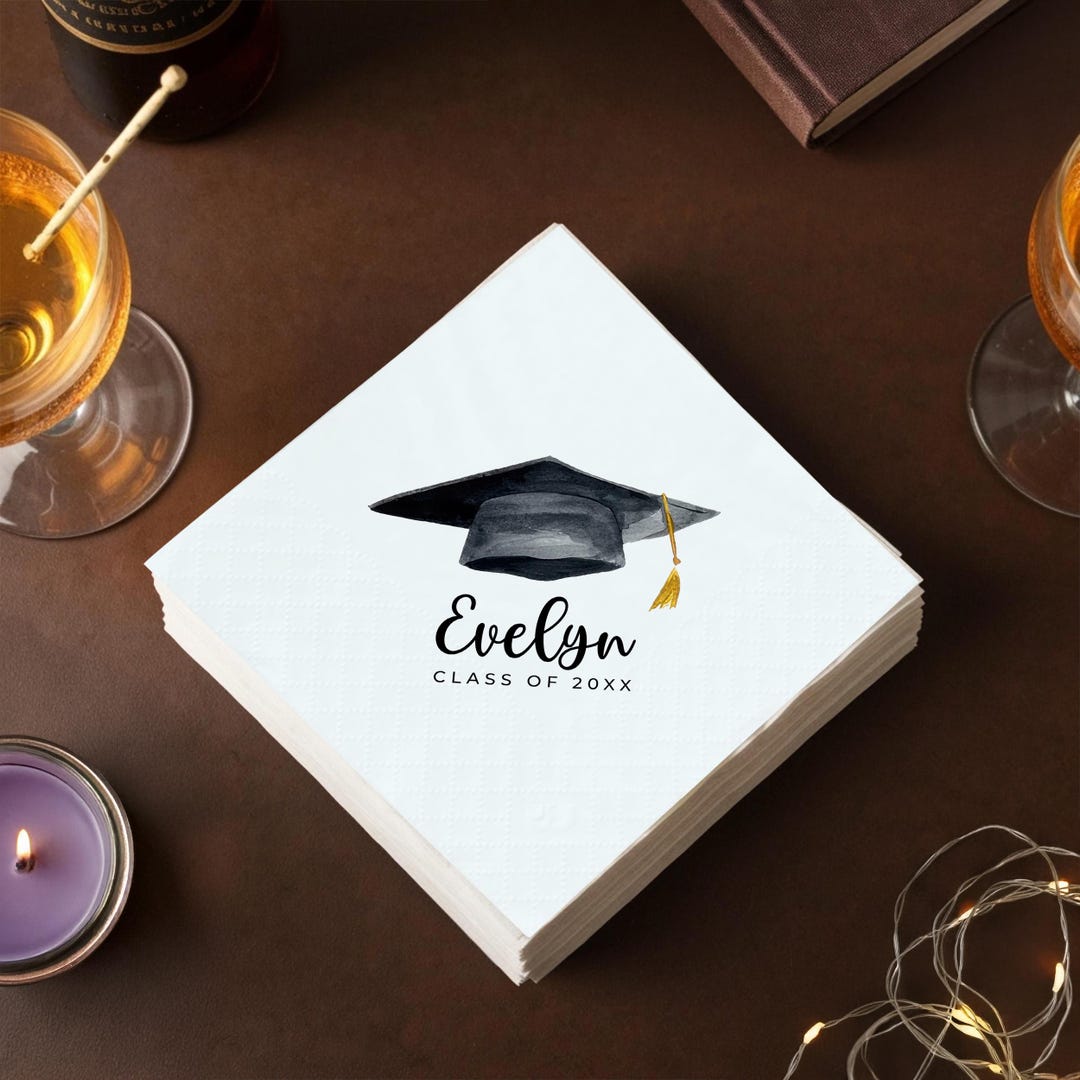 Class of 2025 Graduation Napkins – Personalized Grad Cap Party Guest ...