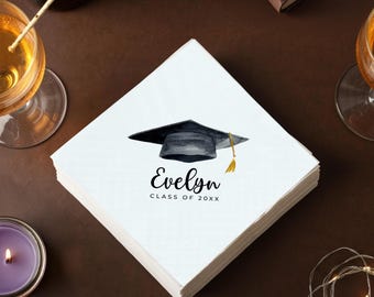 Class of 2025 Graduation Napkins – Personalized Grad Cap Party Guest Towels